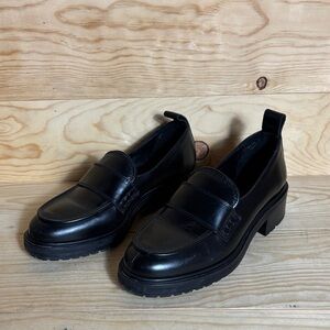 Aeyde Black Leather Platform Loafers